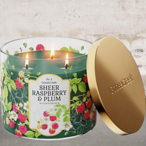 Goose Creek Sheer Raspberry & Plum 3-Wick Candle NEW - Picture 1 of 2